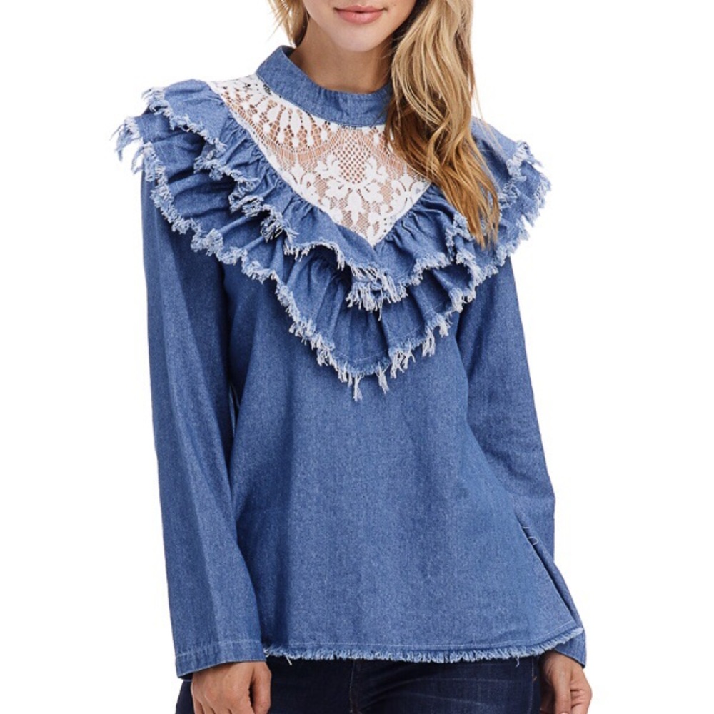 Sweetheart Denim Boho Top - Picture 2 of 8